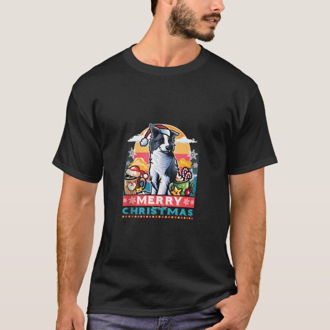 Gräns Collie Jultomten Coffee Mugg Merry Christm T Shirt (Framsida)