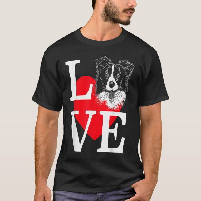 Gräns Collie Kärlek Cute hjärta Gräns Collie T Shirt (Framsida)