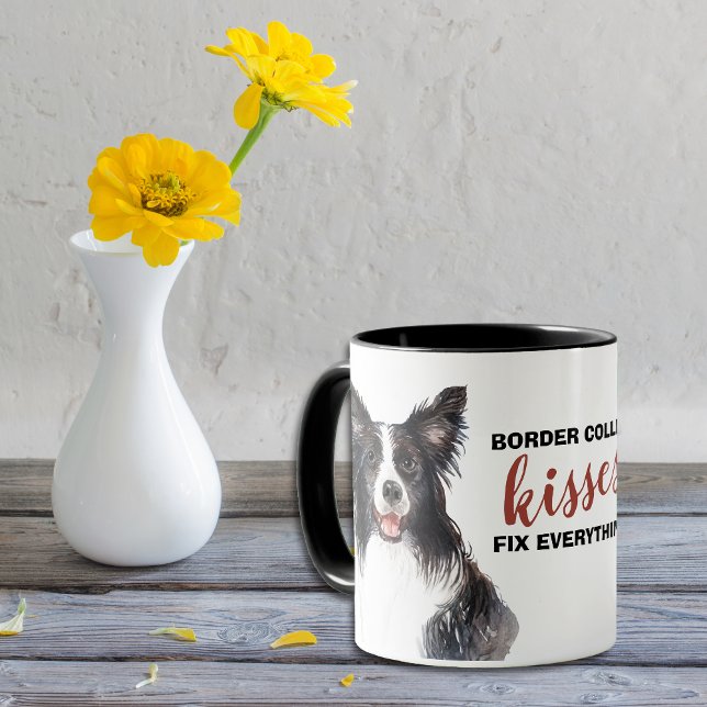 Gräns Collie Kisses Åtgärda allt Mugg (Skapare uppladdad)