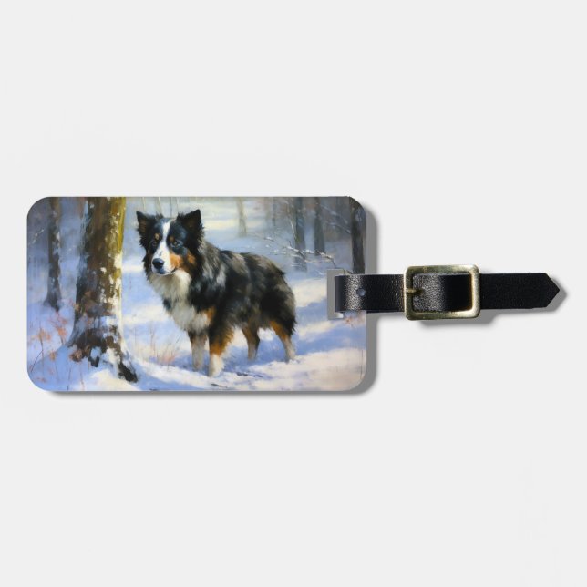 Gräns Collie Låt det snöa jul Bagagebricka (Horisontell Framsida)