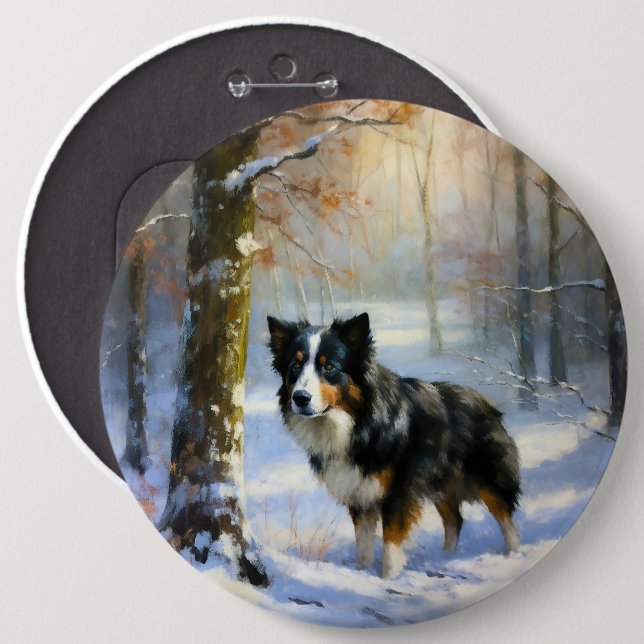 Gräns Collie Låt det snöa jul Knapp (Framsida & baksida)