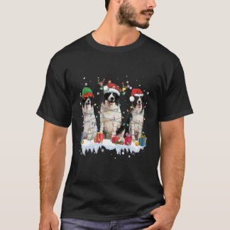 Gräns Collie Ljus Santa Elf Reindeer Hund älskare T Shirt