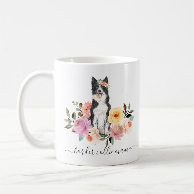 Gräns Collie Mamma Blommigt Coffee Mugg (Vänster)