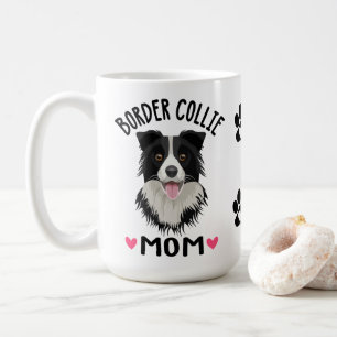 Gräns Collie Mamma Gift Black White Puppy Hund Kaffemugg