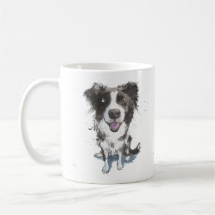 "Gräns Collie Mamma" Svarta och vita hund Sheepdo Kaffemugg