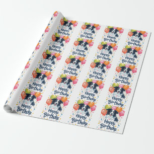 Gräns Collie med ballonger Presentpapper