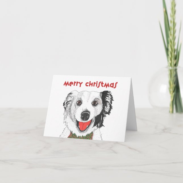 Gräns Collie med Bow Tie - God jul Helgkort (Framsida)