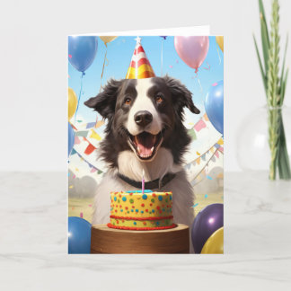 Gräns Collie med födelsedagskvot Tack Kort