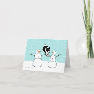 Gräns Collie med Snögubbar Hund Agilia Jul Helgkort