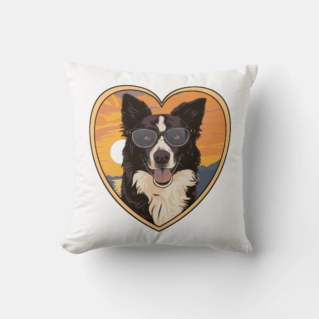 Gräns Collie med solglasögon Kudde (Framsida)
