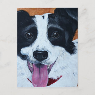 Gräns Collie Mix-målning Vykort