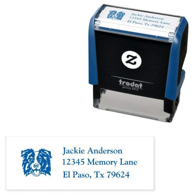 GRÄNS COLLIE | Namn och Returadress Självfärgande Stämpel (In Situ)