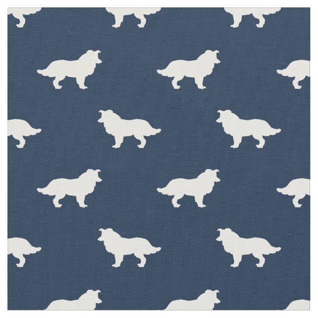 Gräns Collie navy blue hundar silhouette Tyg (Närbild)