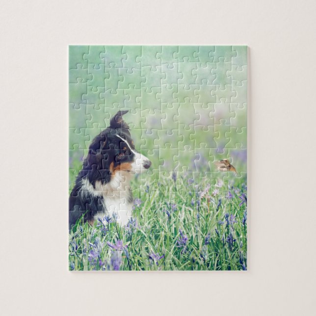 Gräns Collie och Hummingbird Pussel (Vertikal)