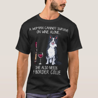 Gräns Collie och vin Rolig hund T Shirt