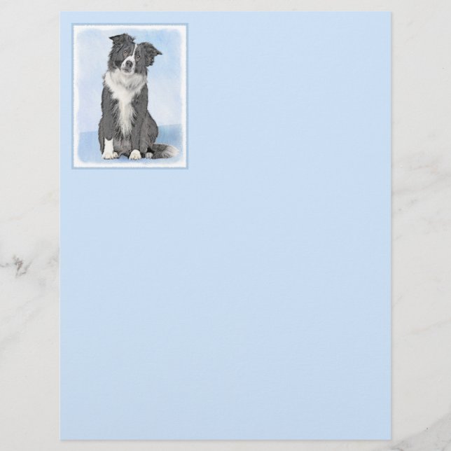 Gräns Collie Painting - Cute Original Hund Art (Framsida)