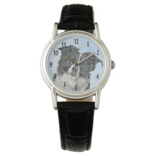 Gräns Collie Painting - Cute Original Hund Art Armbandsur