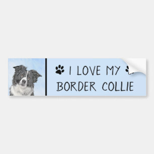 Gräns Collie Painting - Cute Original Hund Art Bildekal