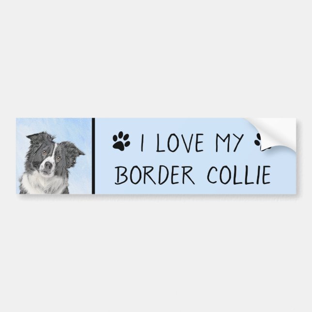 Gräns Collie Painting - Cute Original Hund Art Bildekal (Framsidan)