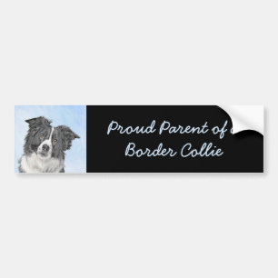 Gräns Collie Painting - Cute Original Hund Art Bildekal
