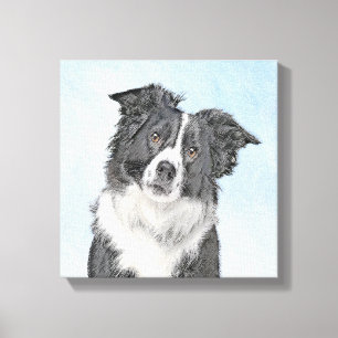 Gräns Collie Painting - Cute Original Hund Art Canvastryck