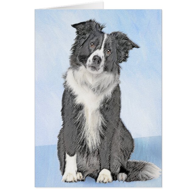 Gräns Collie Painting - Cute Original Hund Art Hälsningskort (Framsidan)
