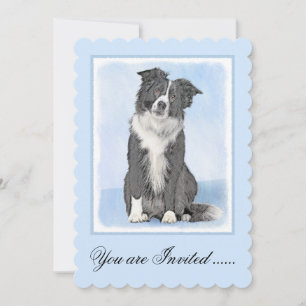 Gräns Collie Painting - Cute Original Hund Art Inbjudningar