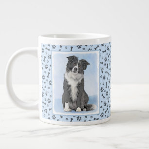 Gräns Collie Painting - Cute Original Hund Art Jumbo Mugg