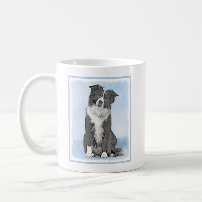 Gräns Collie Painting - Cute Original Hund Art Kaffemugg (Vänster)
