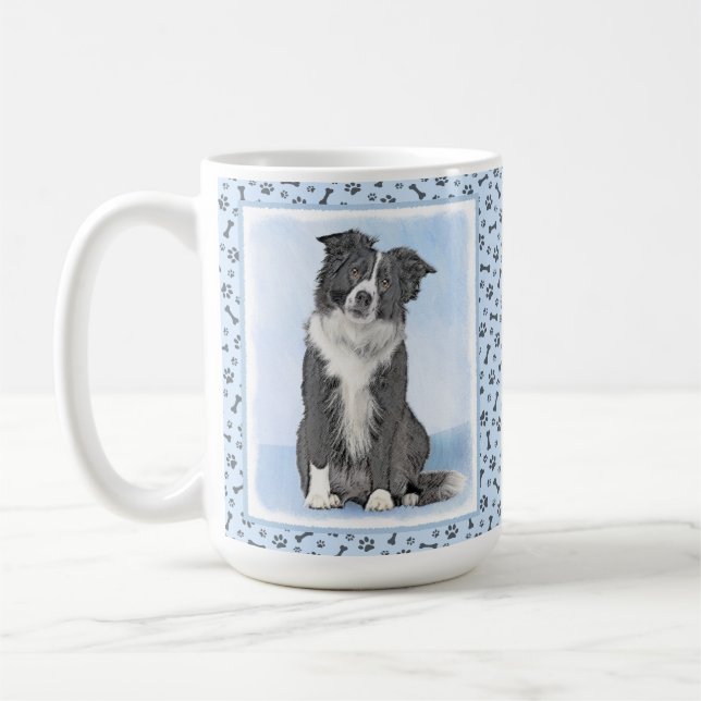 Gräns Collie Painting - Cute Original Hund Art Kaffemugg (Vänster)