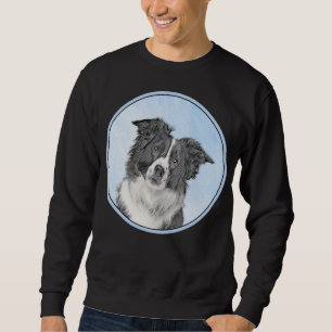Gräns Collie Painting - Cute Original Hund Art Lång Ärmad Tröja