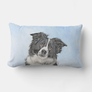 Gräns Collie Painting - Cute Original Hund Art Lumbarkudde