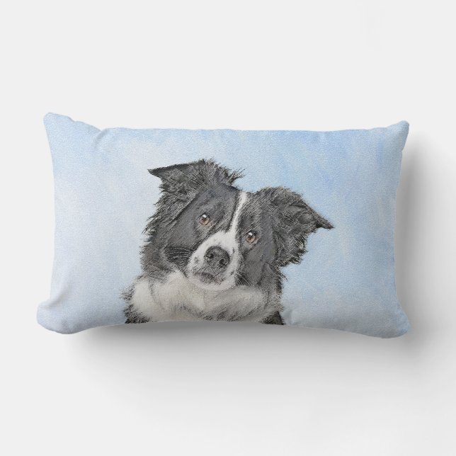 Gräns Collie Painting - Cute Original Hund Art Lumbarkudde (Framsida)