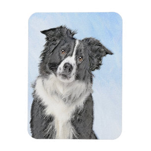 Gräns Collie Painting - Cute Original Hund Art Magnet