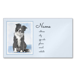 Gräns Collie Painting - Cute Original Hund Art Magnetiska Visitkort