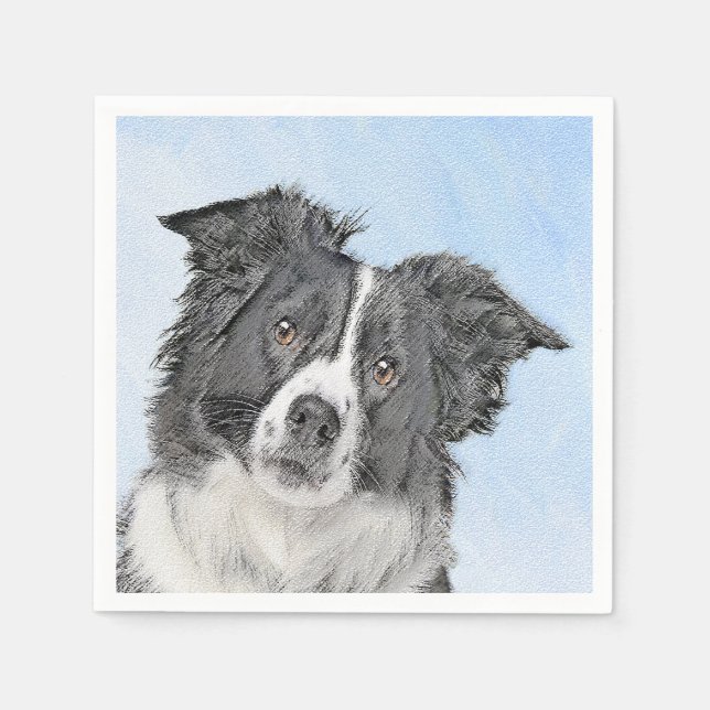 Gräns Collie Painting - Cute Original Hund Art Pappersservett (Framsidan)