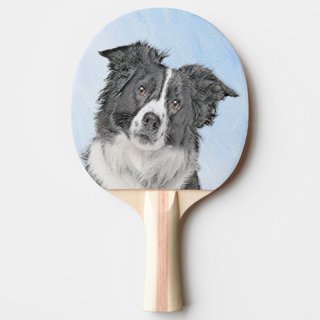 Gräns Collie Painting - Cute Original Hund Art Pingisracket (Framsidan)