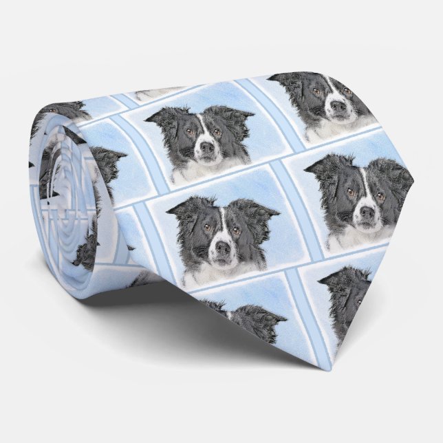 Gräns Collie Painting - Cute Original Hund Art Slips (Rullad)