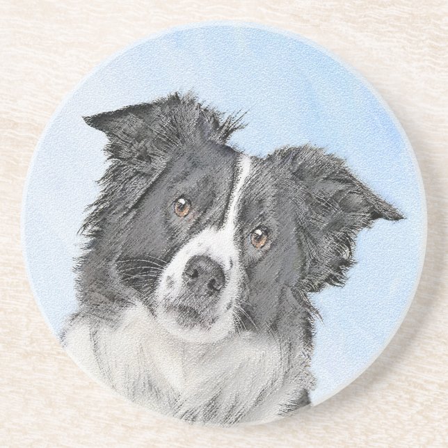 Gräns Collie Painting - Cute Original Hund Art Underlägg (Framsidan)