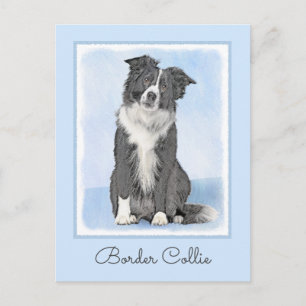 Gräns Collie Painting - Cute Original Hund Art Vykort