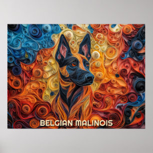 Gräns Collie Papper Quilling Art Porträtt Poster