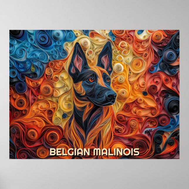 Gräns Collie Papper Quilling Art Porträtt Poster (Framsidan)