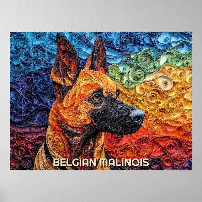 Gräns Collie Papper Quilling Art Porträtt Poster (Framsidan)