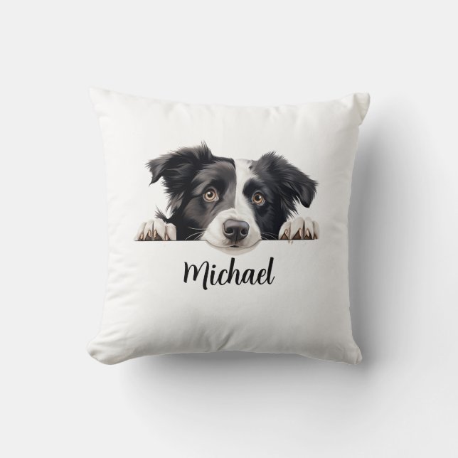 Gräns Collie Peeking Hundar Subliceringspaket Kudde (Framsida)