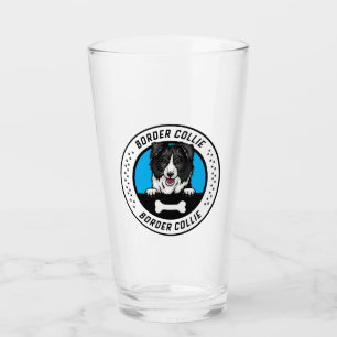 Gräns Collie Peeking Illustration Badge Glaskopp