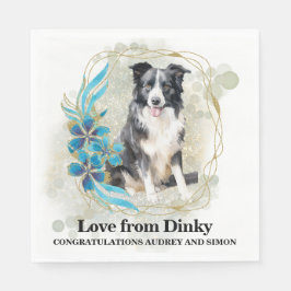 Gräns Collie Pet Bröllop Napkins with Hundar Photo Pappersservett