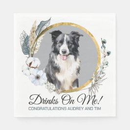 Gräns Collie Pet Bröllop Napkins with Hundar Photo Pappersservett