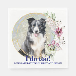 Gräns Collie Pet Bröllop Napkins with Hundar Photo Pappersservett