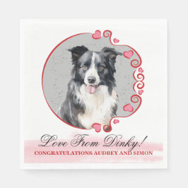 Gräns Collie Pet Bröllop Napkins with Hundar Photo Pappersservett