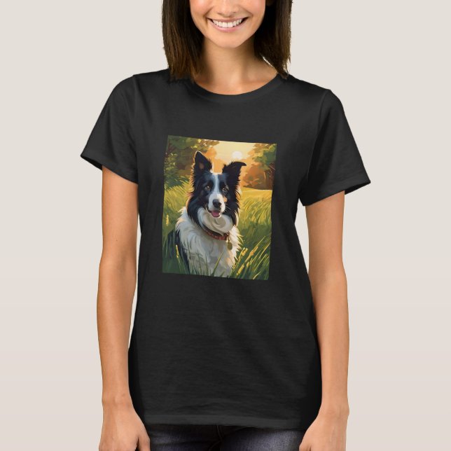 gräns collie pet hund t shirt (Framsida)